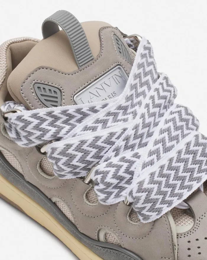 Women Lanvin Curb Leather Curb Sneakers Grey 2