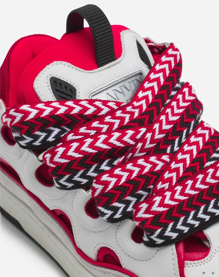 Women Lanvin Curb Leather Curb Sneakers Redwhite Women Lanvin Curb Leather Curb Sneakers Redwhite