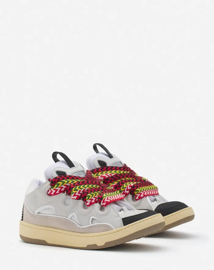 Women Lanvin Curb Leather Curb Sneakers White Women Lanvin Curb Leather Curb Sneakers White