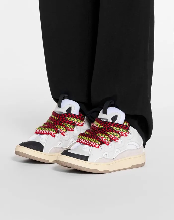 Women Lanvin Curb Leather Curb Sneakers White Women Lanvin Curb Leather Curb Sneakers White
