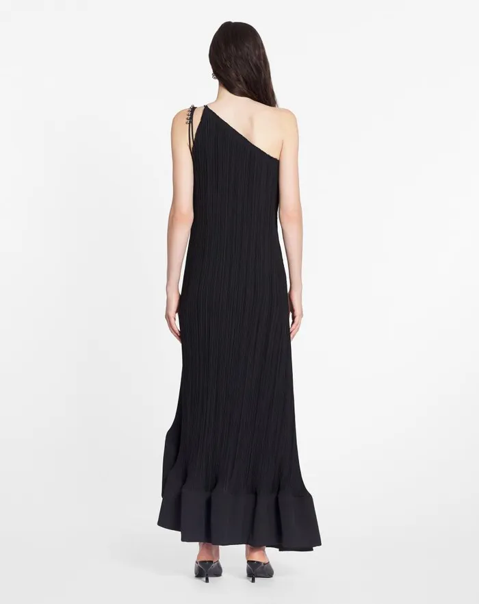 Women Lanvin Dresses Asymmetrical Pleated Dress Black Women Lanvin Dresses Asymmetrical Pleated Dress Black
