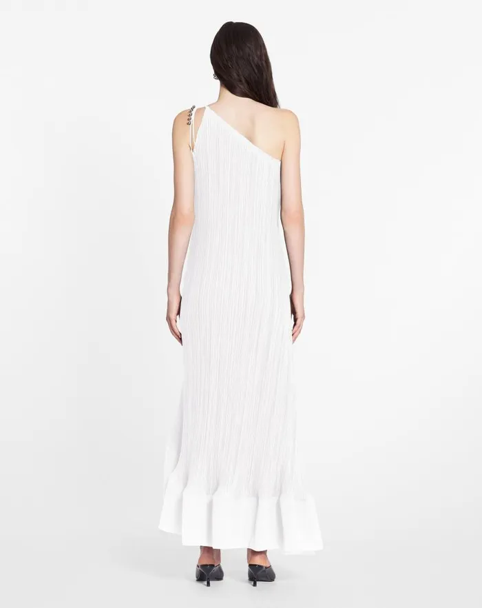 Women Lanvin Dresses Asymmetrical Pleated Dress Off White Women Lanvin Dresses Asymmetrical Pleated Dress Off White