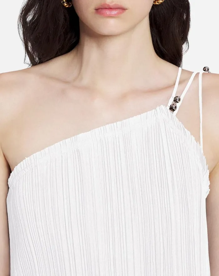 Women Lanvin Dresses Asymmetrical Pleated Dress Off White Women Lanvin Dresses Asymmetrical Pleated Dress Off White