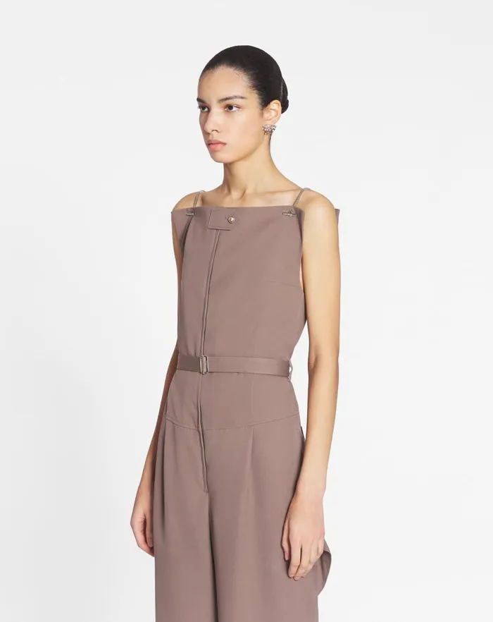 Women Lanvin Dresses Belted Bustier Jumpsuit Marron Glace Women Lanvin Dresses Belted Bustier Jumpsuit Marron Glace