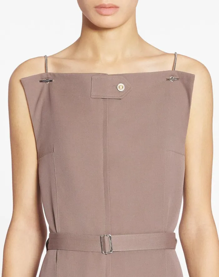 Women Lanvin Dresses Belted Bustier Jumpsuit Marron Glace Women Lanvin Dresses Belted Bustier Jumpsuit Marron Glace