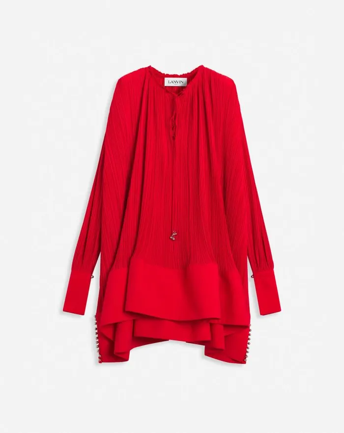 Women Lanvin Dresses Flared Pleated Dress Flame