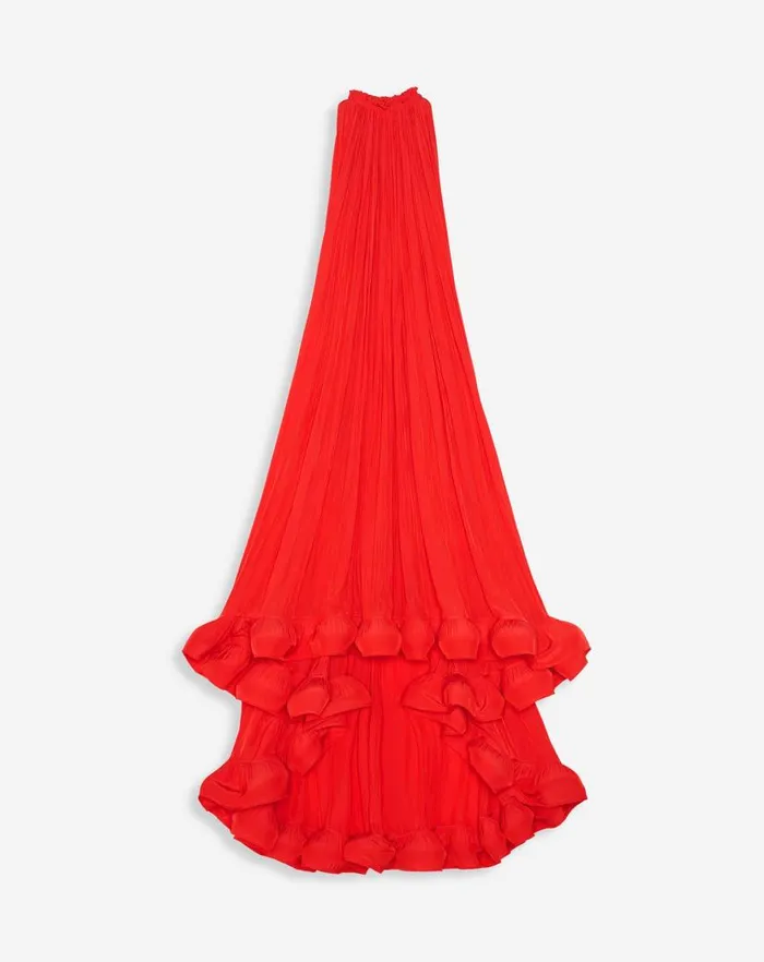 Women Lanvin Dresses Long Charmeuse Tribute Dress Poppy Red
