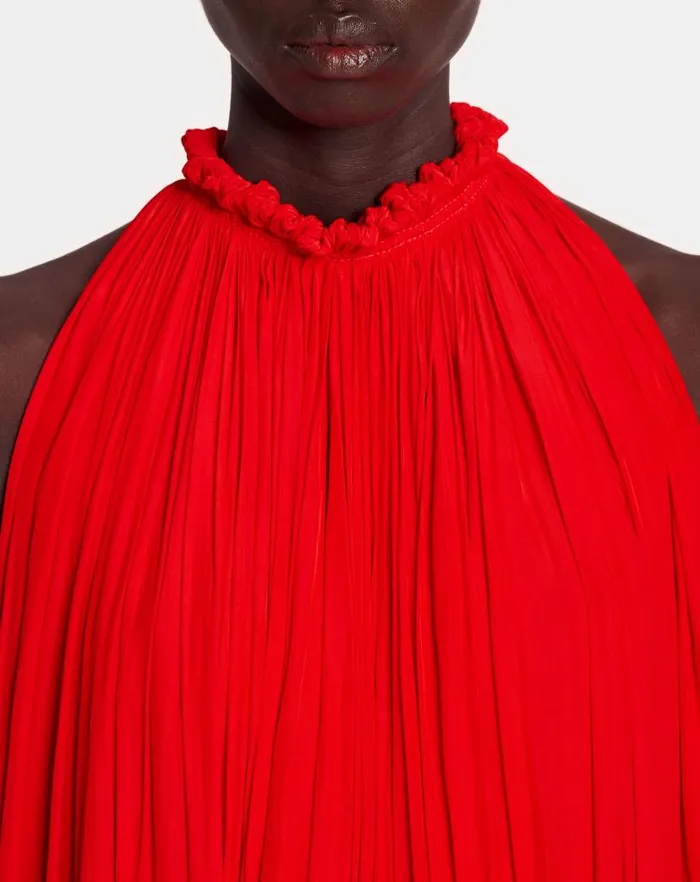 Women Lanvin Dresses Long Charmeuse Tribute Dress Poppy Red