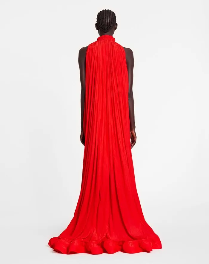 Women Lanvin Dresses Long Charmeuse Tribute Dress Poppy Red