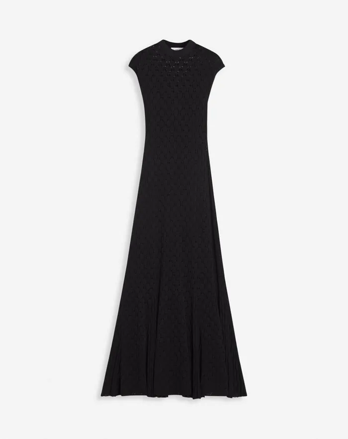 Women Lanvin Dresses Long Dress In Lace Effect Knit Black
