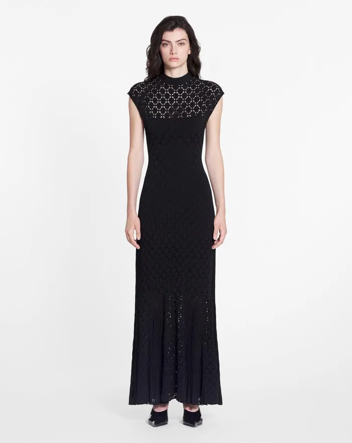 Women Lanvin Dresses Long Dress In Lace Effect Knit Black Women Lanvin Dresses Long Dress In Lace Effect Knit Black