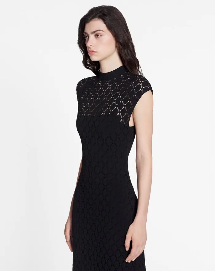 Women Lanvin Dresses Long Dress In Lace Effect Knit Black Women Lanvin Dresses Long Dress In Lace Effect Knit Black