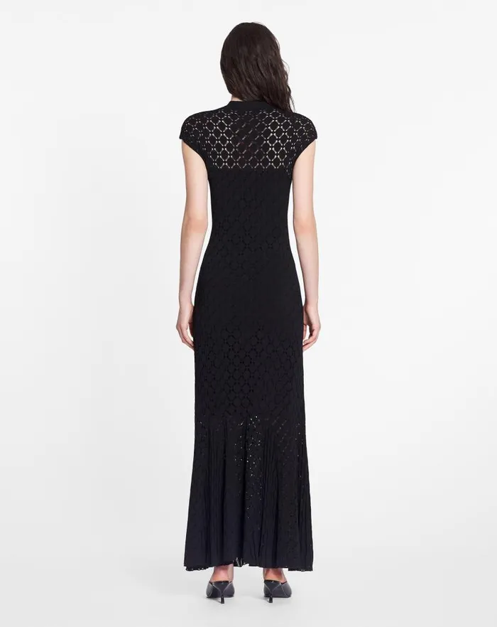 Women Lanvin Dresses Long Dress In Lace Effect Knit Black Women Lanvin Dresses Long Dress In Lace Effect Knit Black