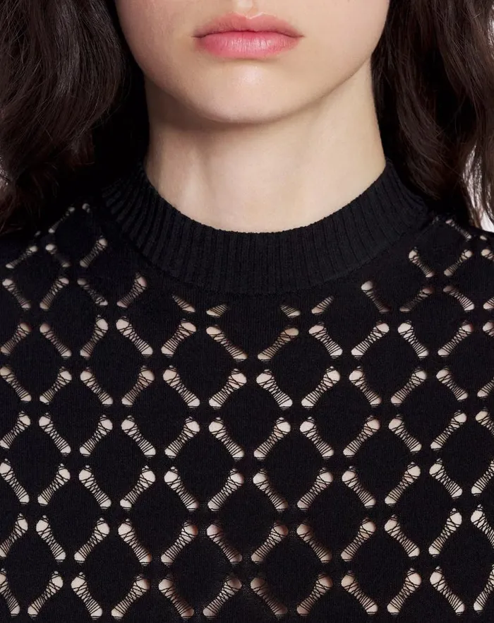 Women Lanvin Dresses Long Dress In Lace Effect Knit Black Women Lanvin Dresses Long Dress In Lace Effect Knit Black