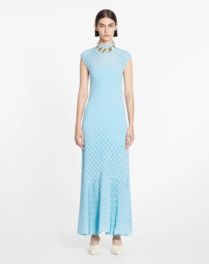 Women Lanvin Dresses Long Dress In Lace Effect Knit Budgie Women Lanvin Dresses Long Dress In Lace Effect Knit Budgie