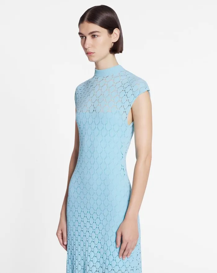 Women Lanvin Dresses Long Dress In Lace Effect Knit Budgie Women Lanvin Dresses Long Dress In Lace Effect Knit Budgie