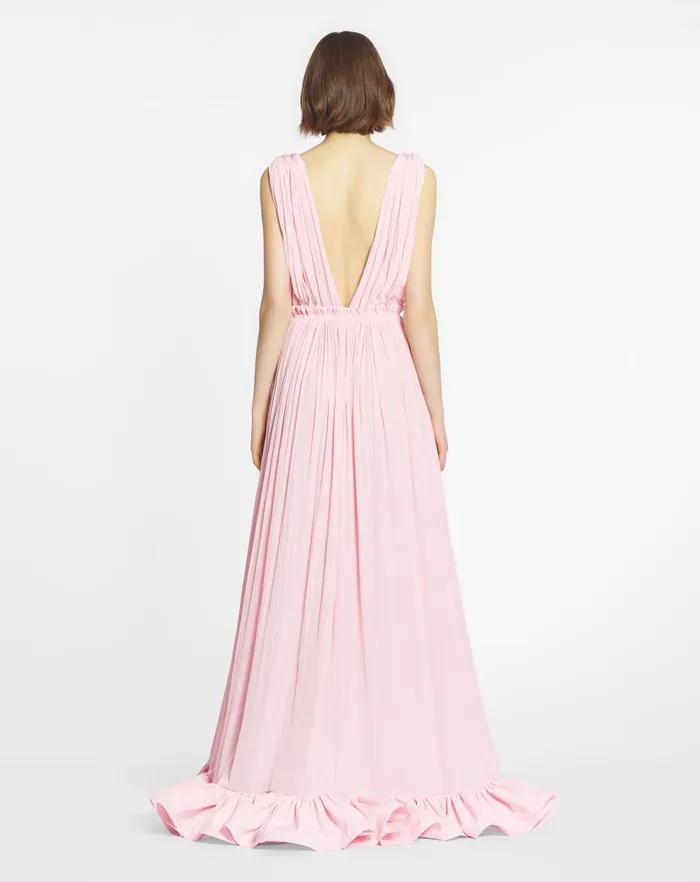 Women Lanvin Dresses Long Dress With Ruffles Light Pink Women Lanvin Dresses Long Dress With Ruffles Light Pink