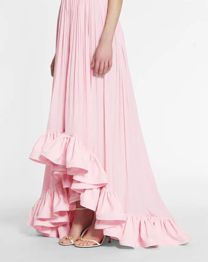 Women Lanvin Dresses Long Dress With Ruffles Light Pink Women Lanvin Dresses Long Dress With Ruffles Light Pink