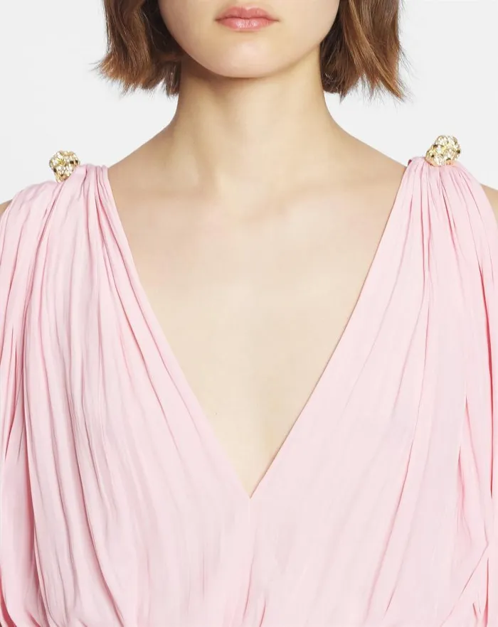Women Lanvin Dresses Long Dress With Ruffles Light Pink Women Lanvin Dresses Long Dress With Ruffles Light Pink