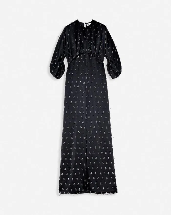 Women Lanvin Dresses Long Embroidered Dress Black