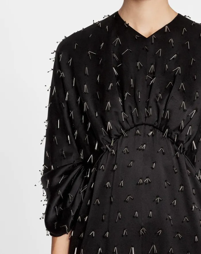 Women Lanvin Dresses Long Embroidered Dress Black