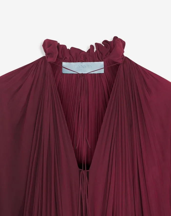 Women Lanvin Dresses Long Ruffle Dress In Charmeuse Burgundy