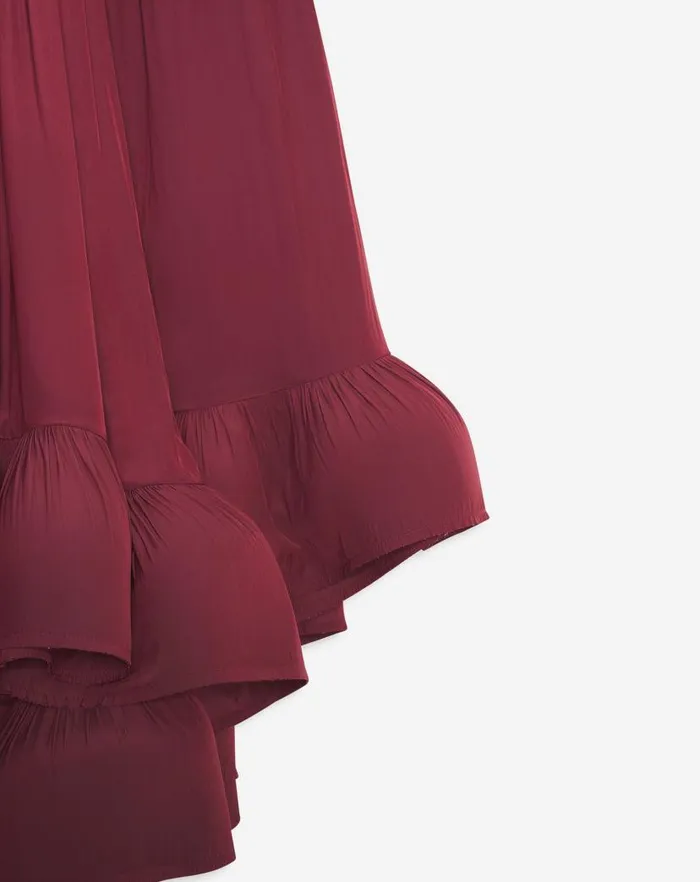 Women Lanvin Dresses Long Ruffle Dress In Charmeuse Burgundy