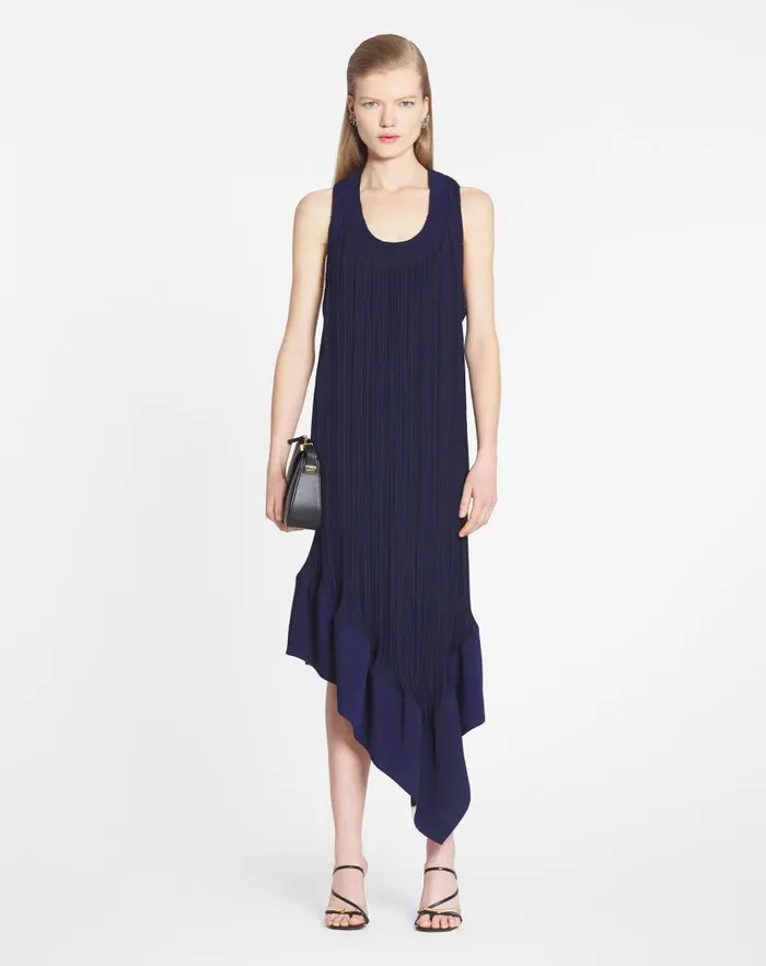 Women Lanvin Dresses Pleated Midi Dress Japanese Ink Women Lanvin Dresses Pleated Midi Dress Japanese Ink