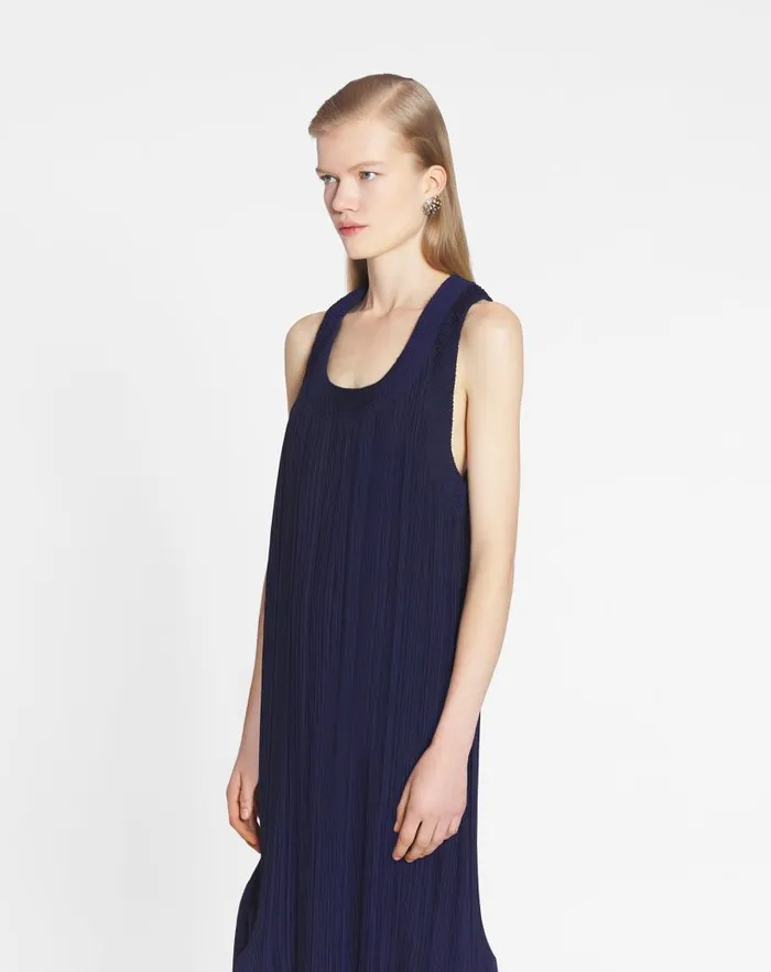 Women Lanvin Dresses Pleated Midi Dress Japanese Ink Women Lanvin Dresses Pleated Midi Dress Japanese Ink