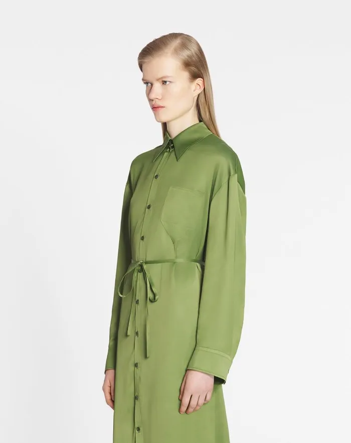 Women Lanvin Dresses Shirt Dress With Pleats Lichen Women Lanvin Dresses Shirt Dress With Pleats Lichen