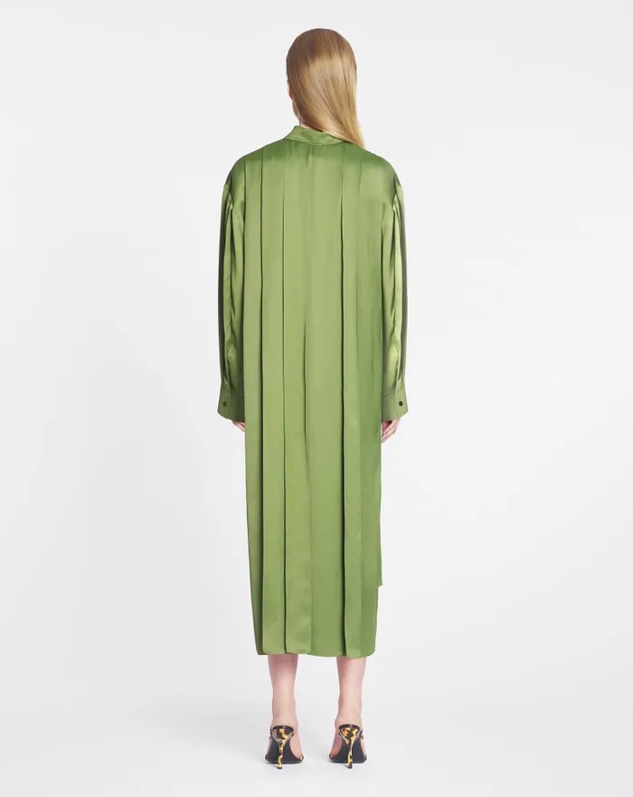 Women Lanvin Dresses Shirt Dress With Pleats Lichen Women Lanvin Dresses Shirt Dress With Pleats Lichen