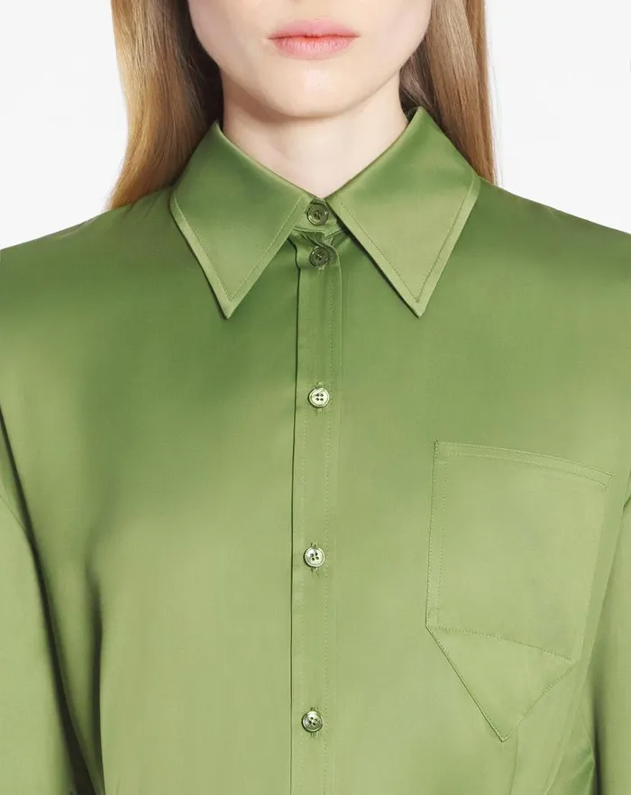 Women Lanvin Dresses Shirt Dress With Pleats Lichen Women Lanvin Dresses Shirt Dress With Pleats Lichen