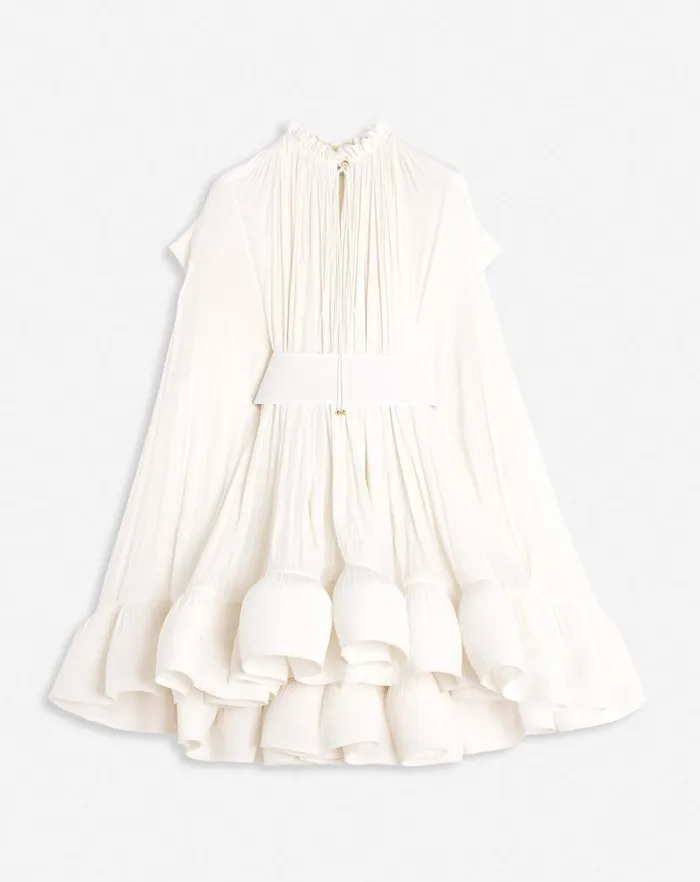 Women Lanvin Dresses Short Charmeuse Dress Off White
