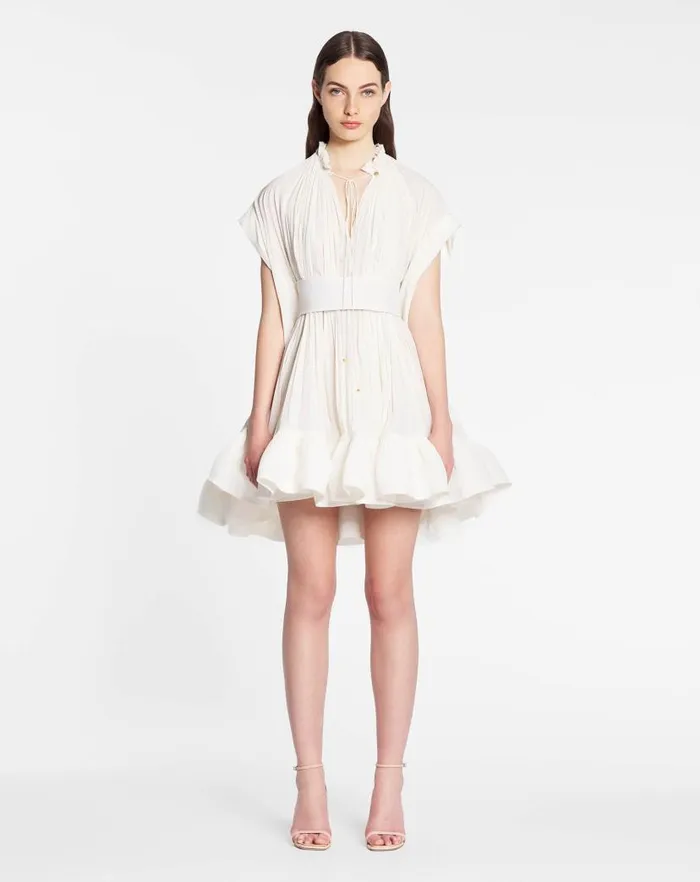 Women Lanvin Dresses Short Charmeuse Dress Off White