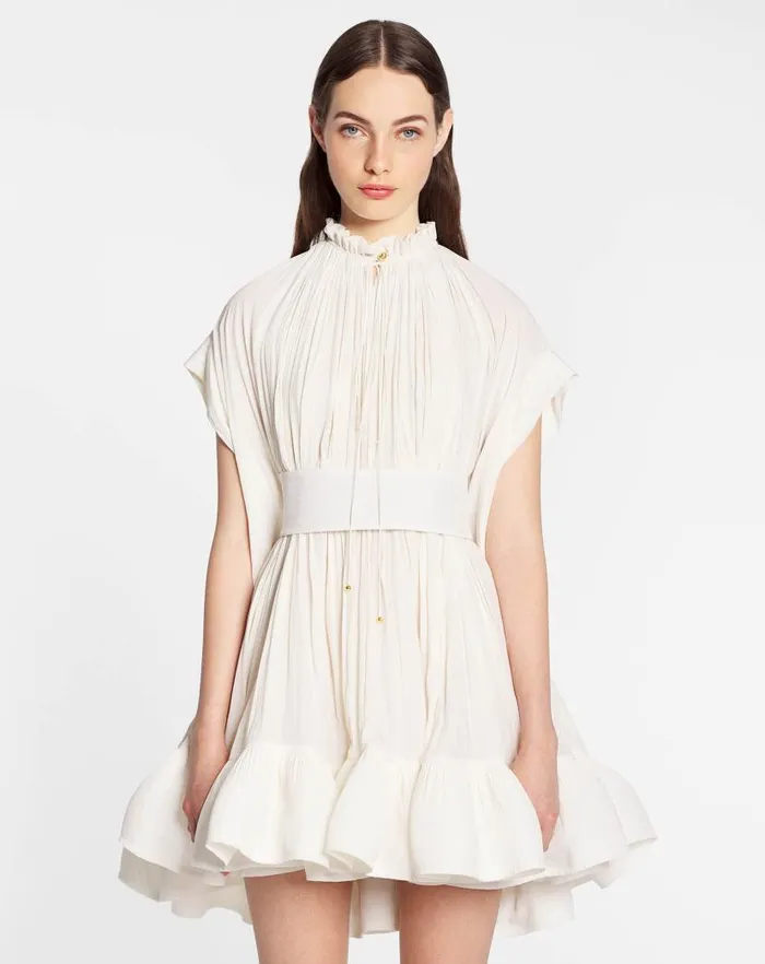 Women Lanvin Dresses Short Charmeuse Dress Off White