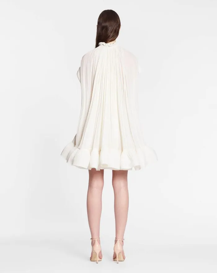 Women Lanvin Dresses Short Charmeuse Dress Off White