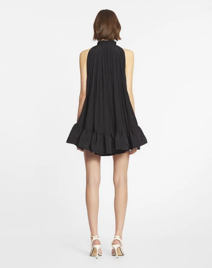 Women Lanvin Dresses Short Dress With Ruffles Black Women Lanvin Dresses Short Dress With Ruffles Black