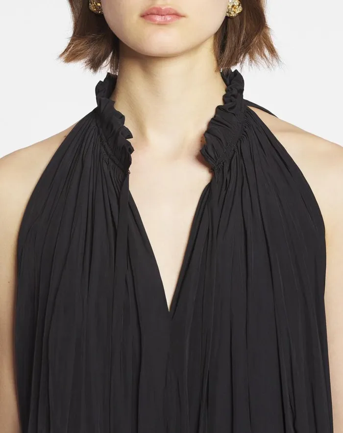 Women Lanvin Dresses Short Dress With Ruffles Black Women Lanvin Dresses Short Dress With Ruffles Black