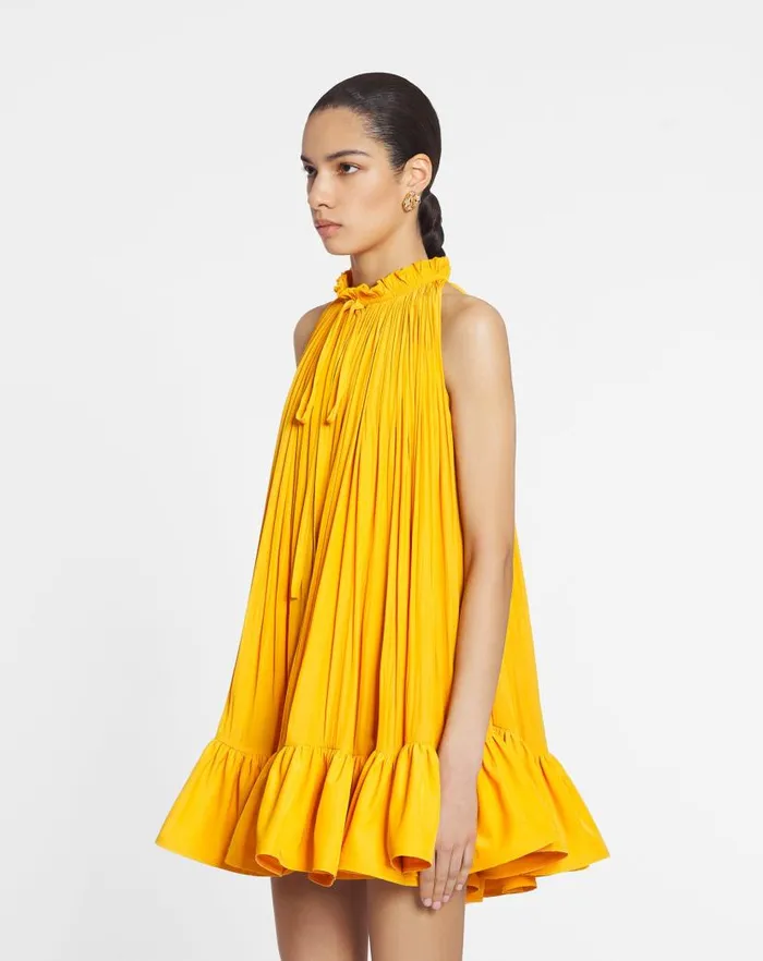 Women Lanvin Dresses Short Dress With Ruffles Sunflower Women Lanvin Dresses Short Dress With Ruffles Sunflower