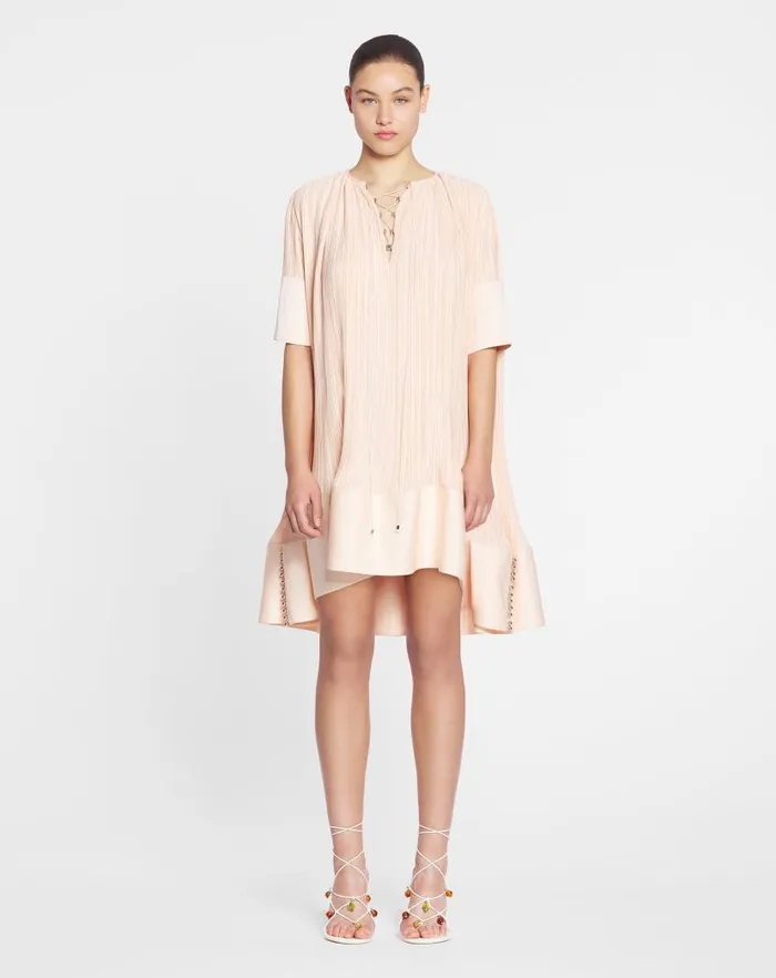 Women Lanvin Dresses Shortsleeved Pleated Dress Abricotine Women Lanvin Dresses Shortsleeved Pleated Dress Abricotine