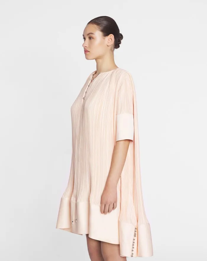 Women Lanvin Dresses Shortsleeved Pleated Dress Abricotine Women Lanvin Dresses Shortsleeved Pleated Dress Abricotine
