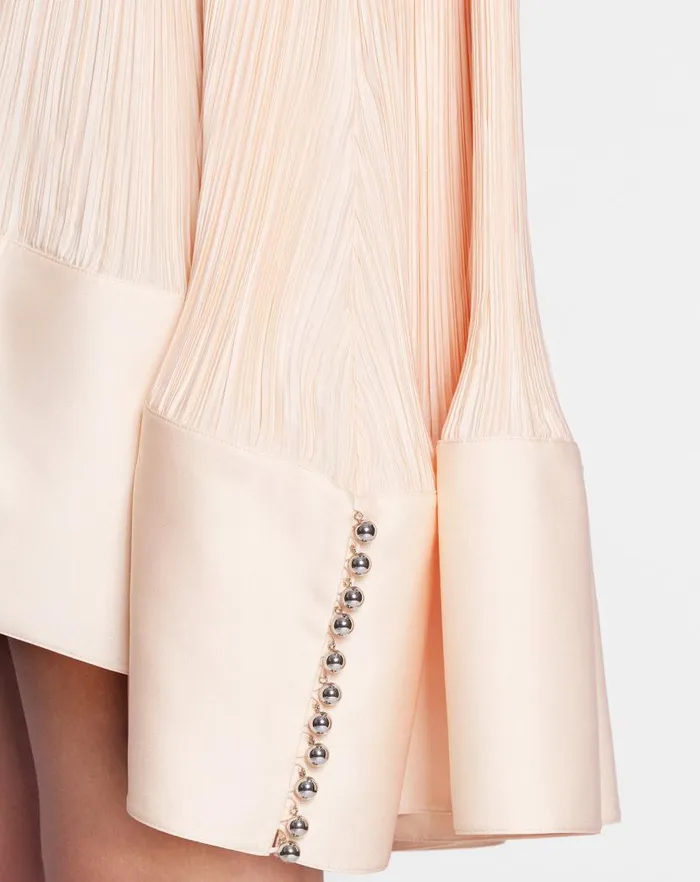 Women Lanvin Dresses Shortsleeved Pleated Dress Abricotine Women Lanvin Dresses Shortsleeved Pleated Dress Abricotine