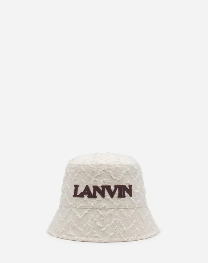 Women Lanvin Hats Herringbone Motif Lanvin Bucket Hat Light Beigeburgundy