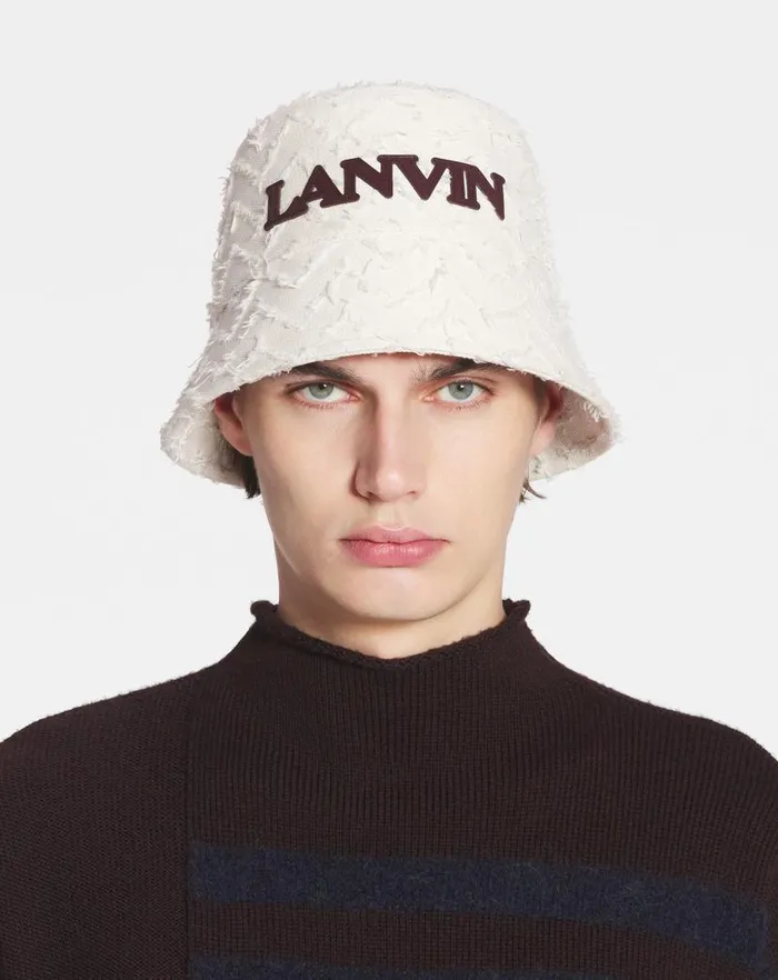 Women Lanvin Hats Herringbone Motif Lanvin Bucket Hat Light Beigeburgundy Women Lanvin Hats Herringbone Motif Lanvin Bucket Hat Light Beigeburgundy