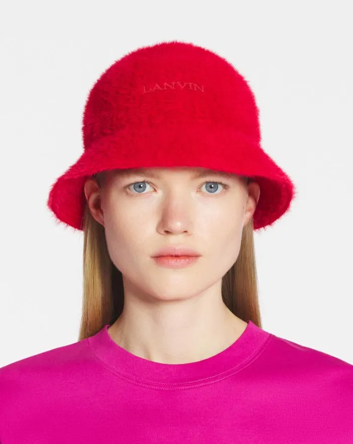 Women Lanvin Hats Lanvin Cotton Bucket Hat Poppy Red Women Lanvin Hats Lanvin Cotton Bucket Hat Poppy Red