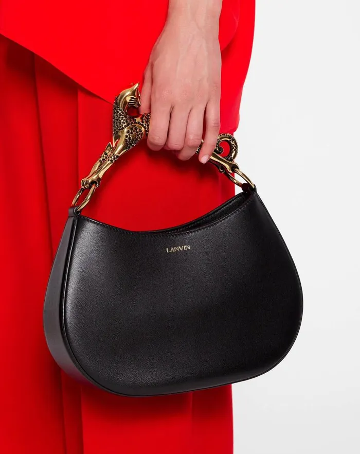 Women Lanvin Hobo Hobo Cat Bag In Lamb Leather Black