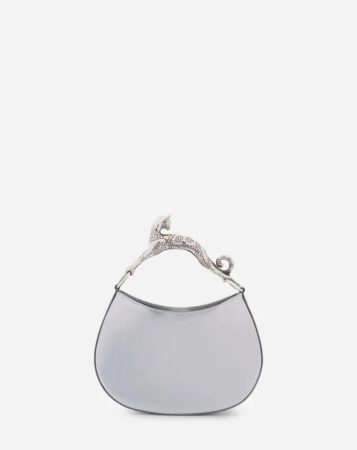 Women Lanvin Hobo Hobo Cat Bag In Metallic Leather Silver