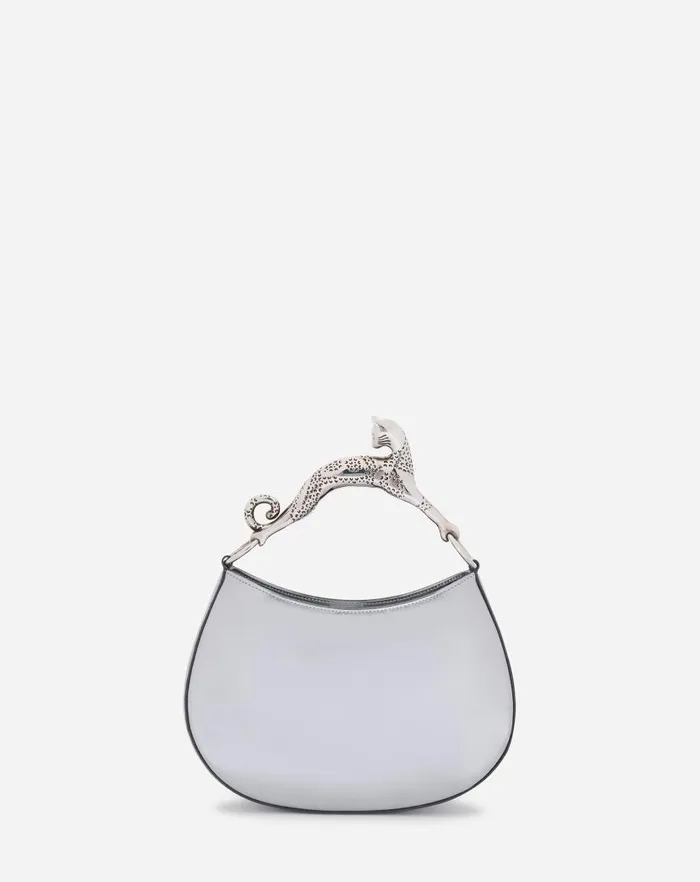 Women Lanvin Hobo Hobo Cat Bag In Metallic Leather Silver