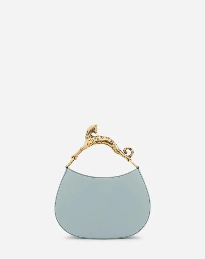 Women Lanvin Hobo Hobo Cat Leather Bag Ice Blue