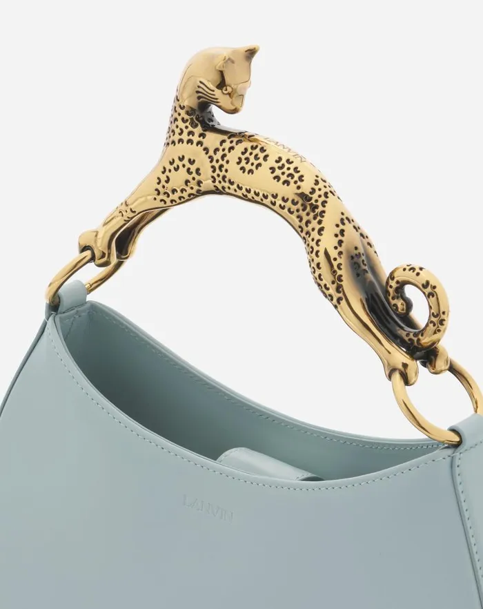 Women Lanvin Hobo Hobo Cat Leather Bag Ice Blue